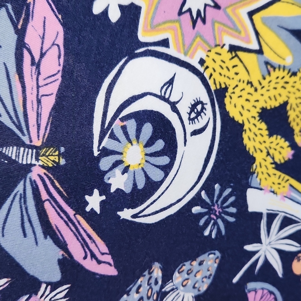 Modcloth Shift Dress sz L mushrooms floral whimsy Navy Pink - Picture 11 of 13